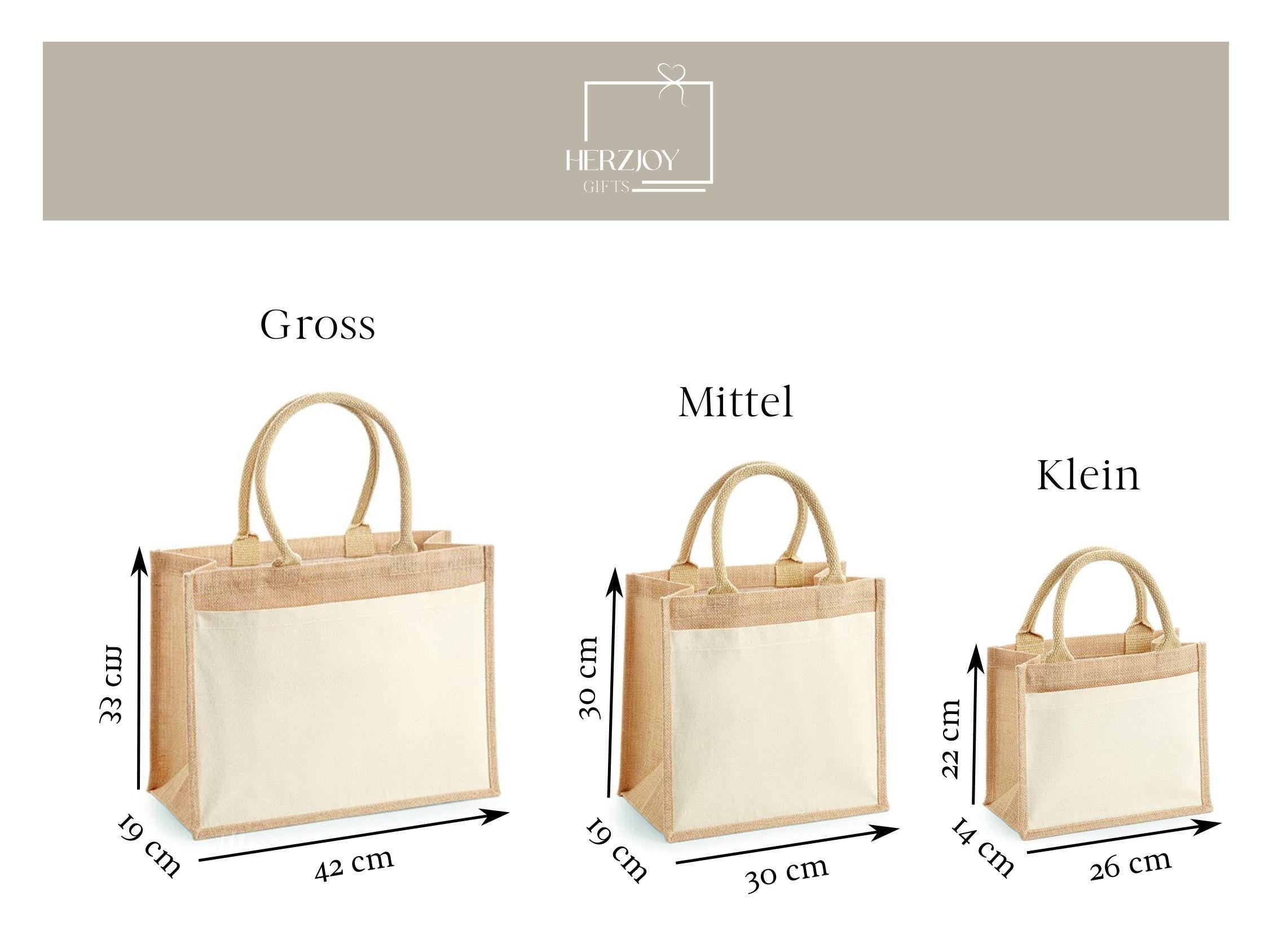 Personalisierte Jutetasche in Verwendung: Ideal für den Alltag oder als Geschenk für Geburtstag oder Weihnachten. Mit einer praktischen Baumwolltasche im Inneren für zusätzlichen Stauraum. Perfekt für die Mama oder Freundschaft.
