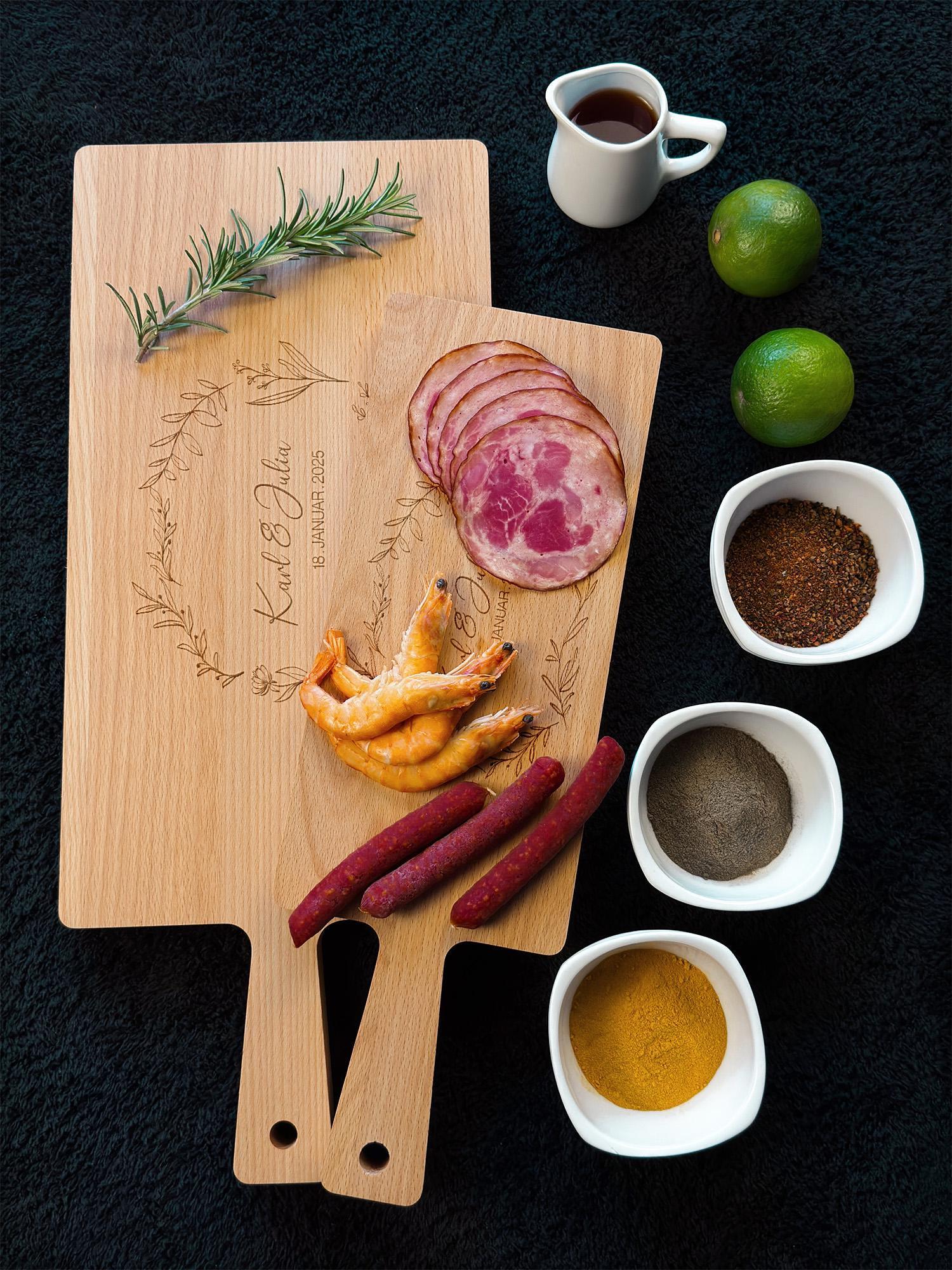 Personalized large cutting board with name | Large serving board with handle, wedding gift, anniversary gift, wooden gift for couples