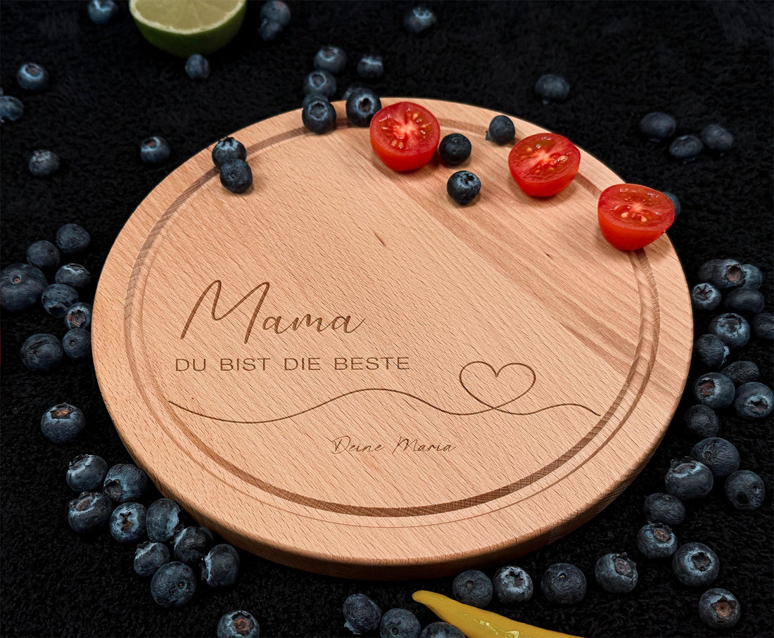Servierbrett Personalisiert Mama mit Name | Geschenkidee für Mom, Personalisiertes Frühstücksbrett zum Muttertag, Individuelles Küchenbrett