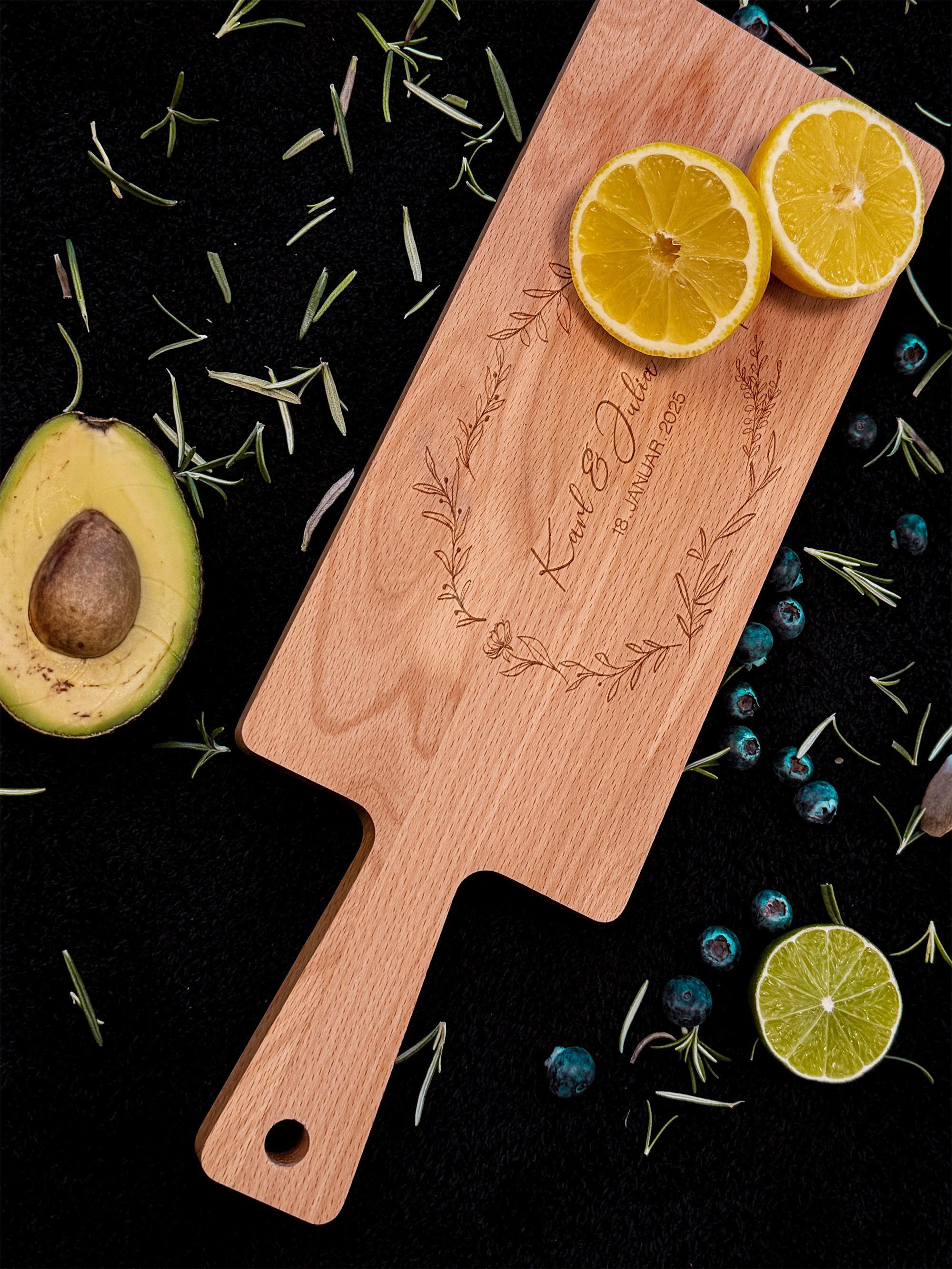 Personalized large cutting board with name | Large serving board with handle, wedding gift, anniversary gift, wooden gift for couples