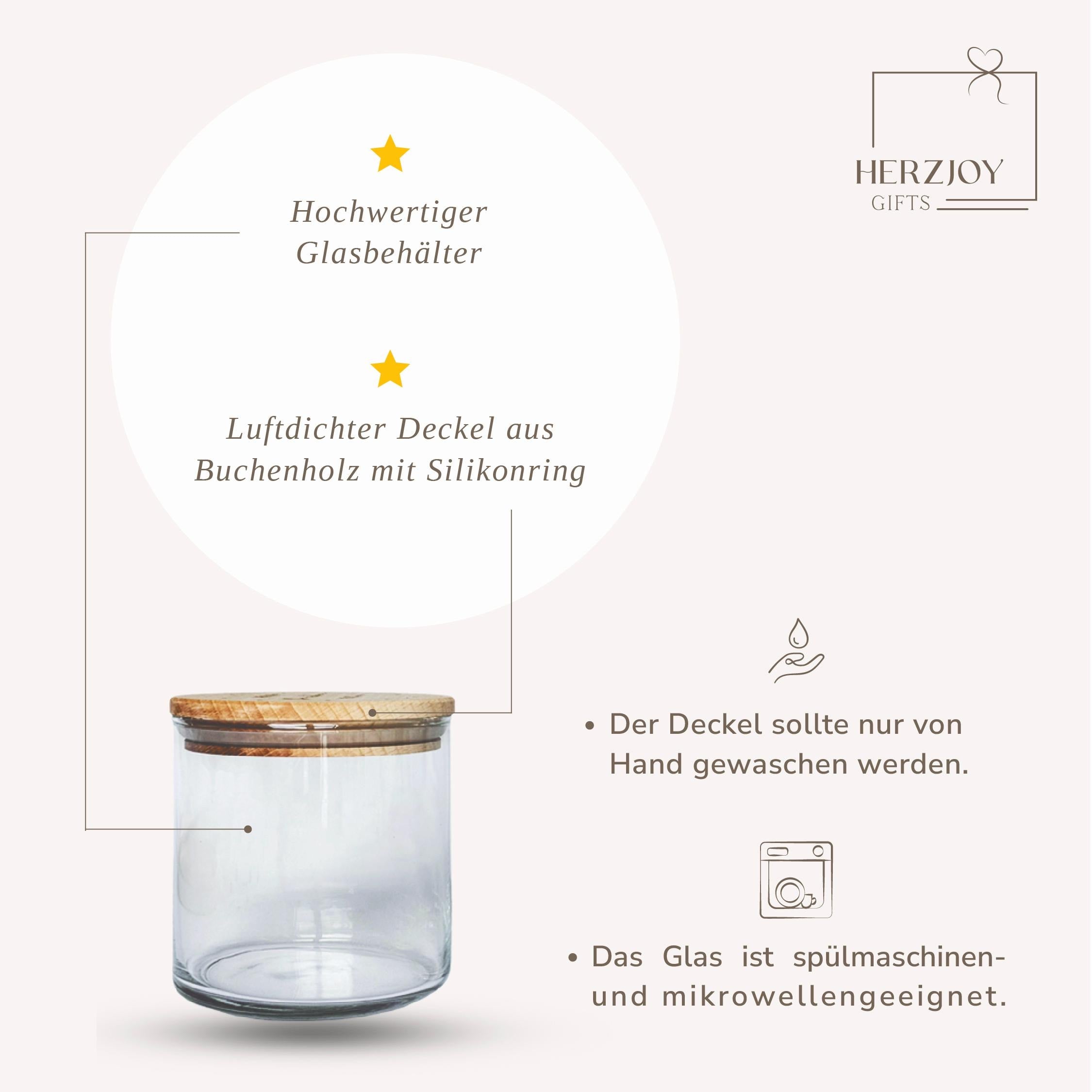 Hochwertiges Vorratsglas „Besondere Menschen“ – personalisiertes Geschenk für Frauen und Freunde. Kleine Aufmerksamkeit oder Geldgeschenkgutschein zu besonderen Anlässen. Dekorativ in der Küche, nachhaltig hergestellt aus Borosilikatglas und Holz, mit 3D Herz und individueller Gravur. Vorratsglas Keksdose Vorratsdose Personalisiert . 
Ostern Weihnachten Muttertag.
Abschiedsgeschenk  Kollegin Erzieherin