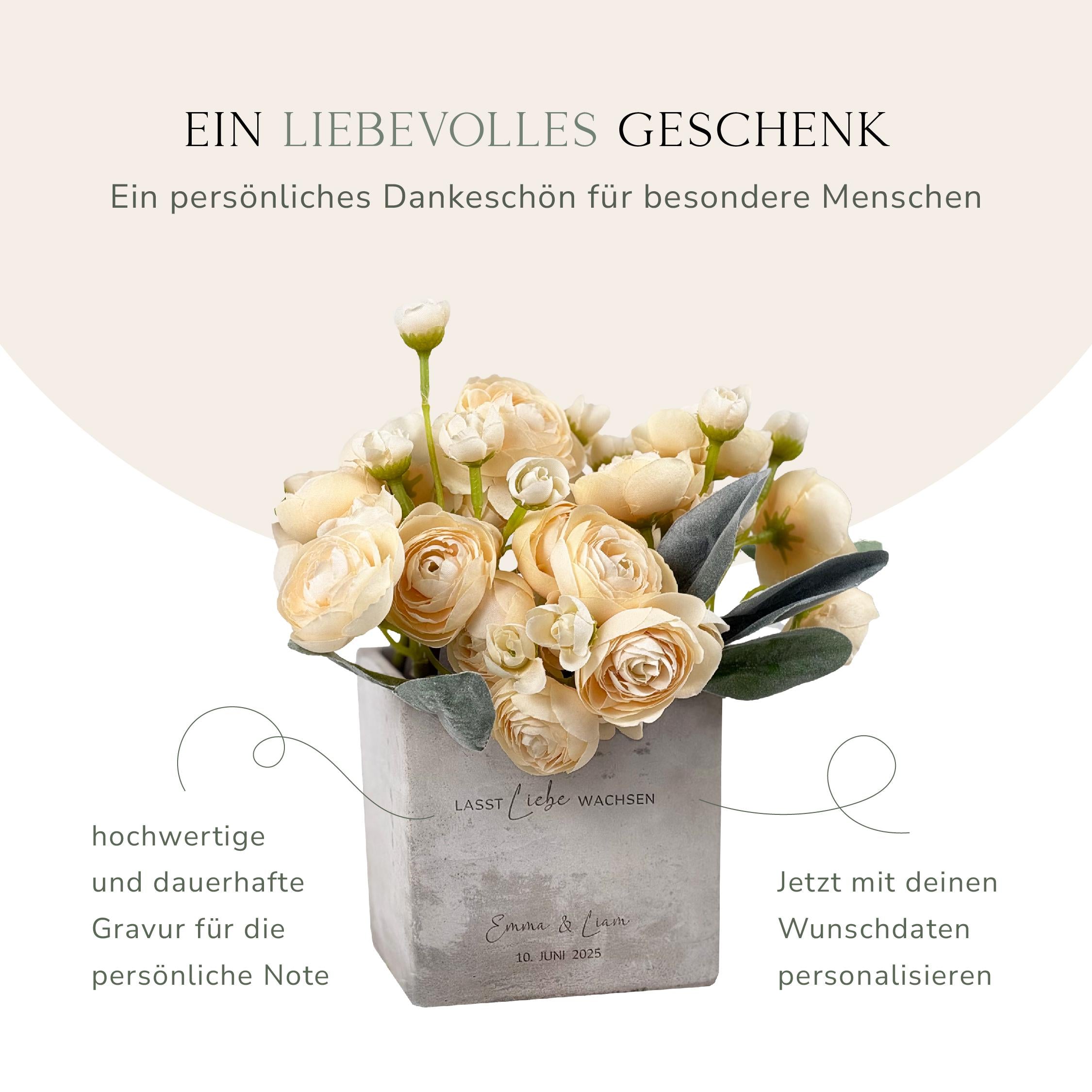 Blumentopf personalisiert – Herzensmensch Gravur, ideales Geschenk für Frauen, beste Freundin, Freundin oder Mama. Geburtstagsgeschenk, Weihnachtsgeschenk, Valentinstag, Freundschaftsgeschenk, kleine Aufmerksamkeit. Dekoration für Zimmer oder Pflanzen, individuell gravierbar mit Name, Datum oder Spruch, besondere Erinnerung für Lieblingsmensch.