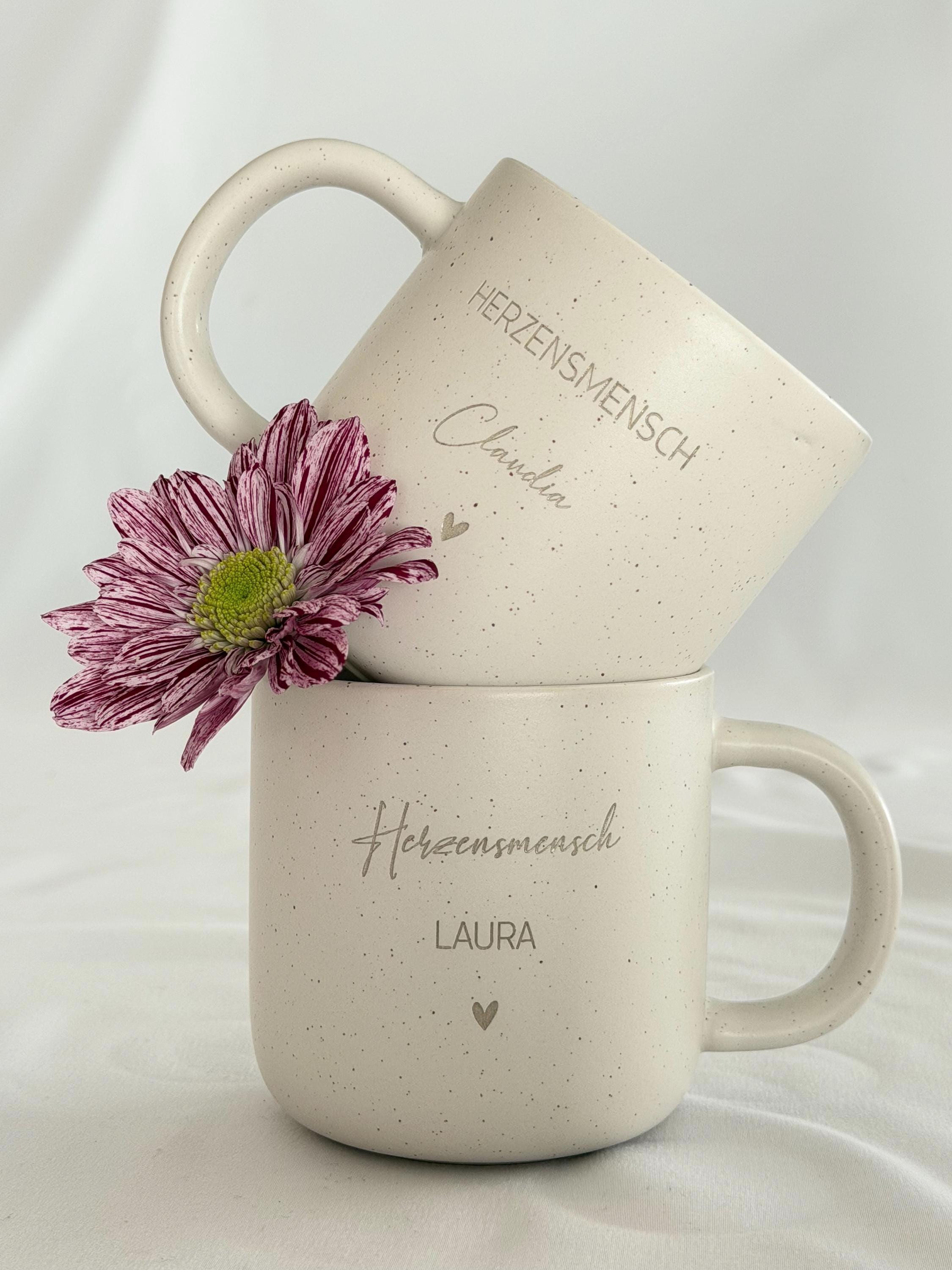 Keramiktasse personalisiert Herzensmensch | Geschenk Freundin Tasse mit Namen Kaffeetasse, Geschenk Mama Tochter, Abschied Geschenk Kollegin