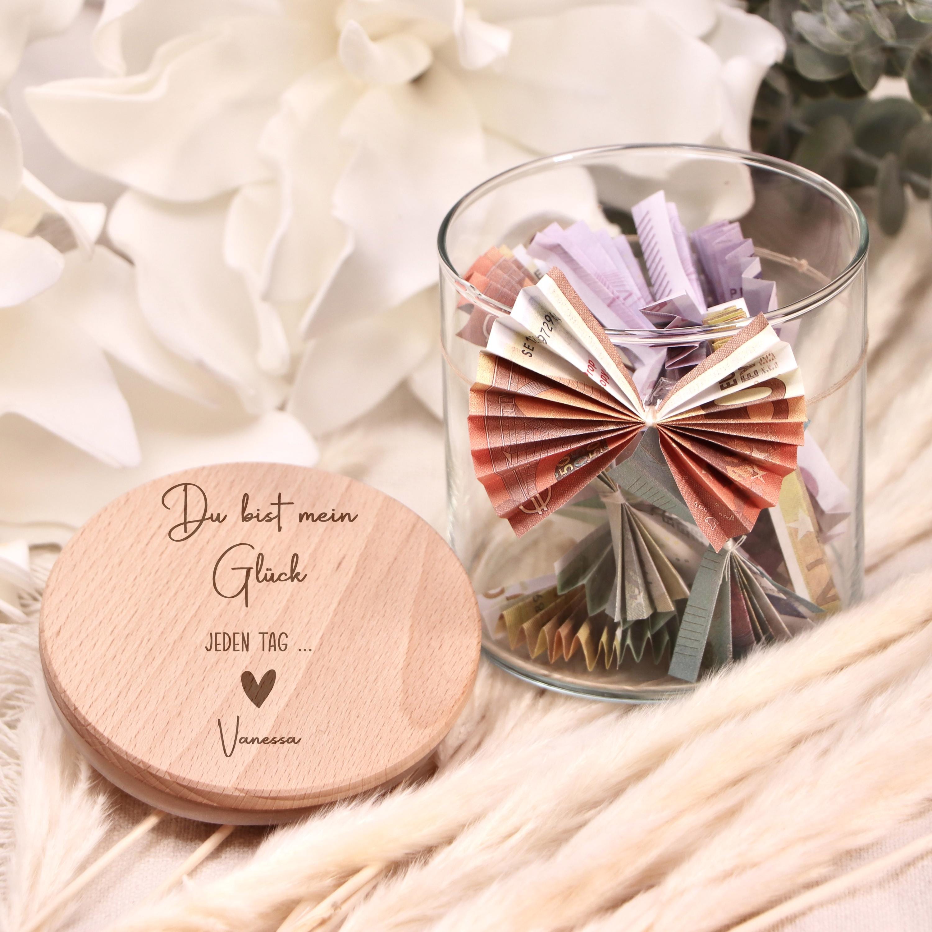 Personalisierbares Glas mit Gravur „Freundschaft“, ideal für Geschenke: Geburtstagsgeschenk für Frauen, kleine Aufmerksamkeit für die beste Freundin oder Kollegin. Nachhaltig, dekorativ und praktisch als Aufbewahrungsglas oder Geschenkverpackung. geschenkidee valentinstag