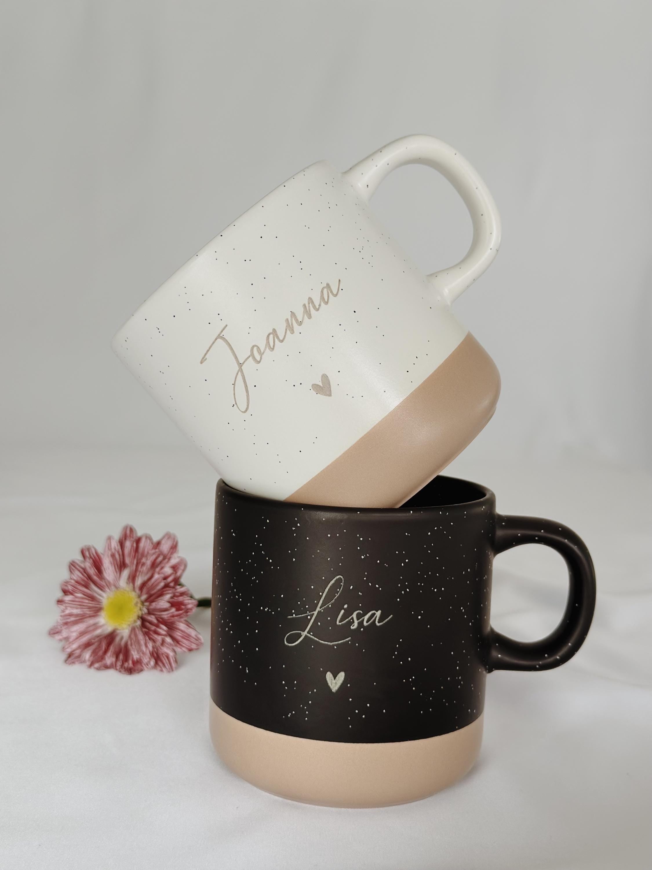 Personalized Mug with Name + Heart | Gift for Friend or Sister | Birthday Christmas Easter | Coffee Tea | Engraved Ceramic Mug
