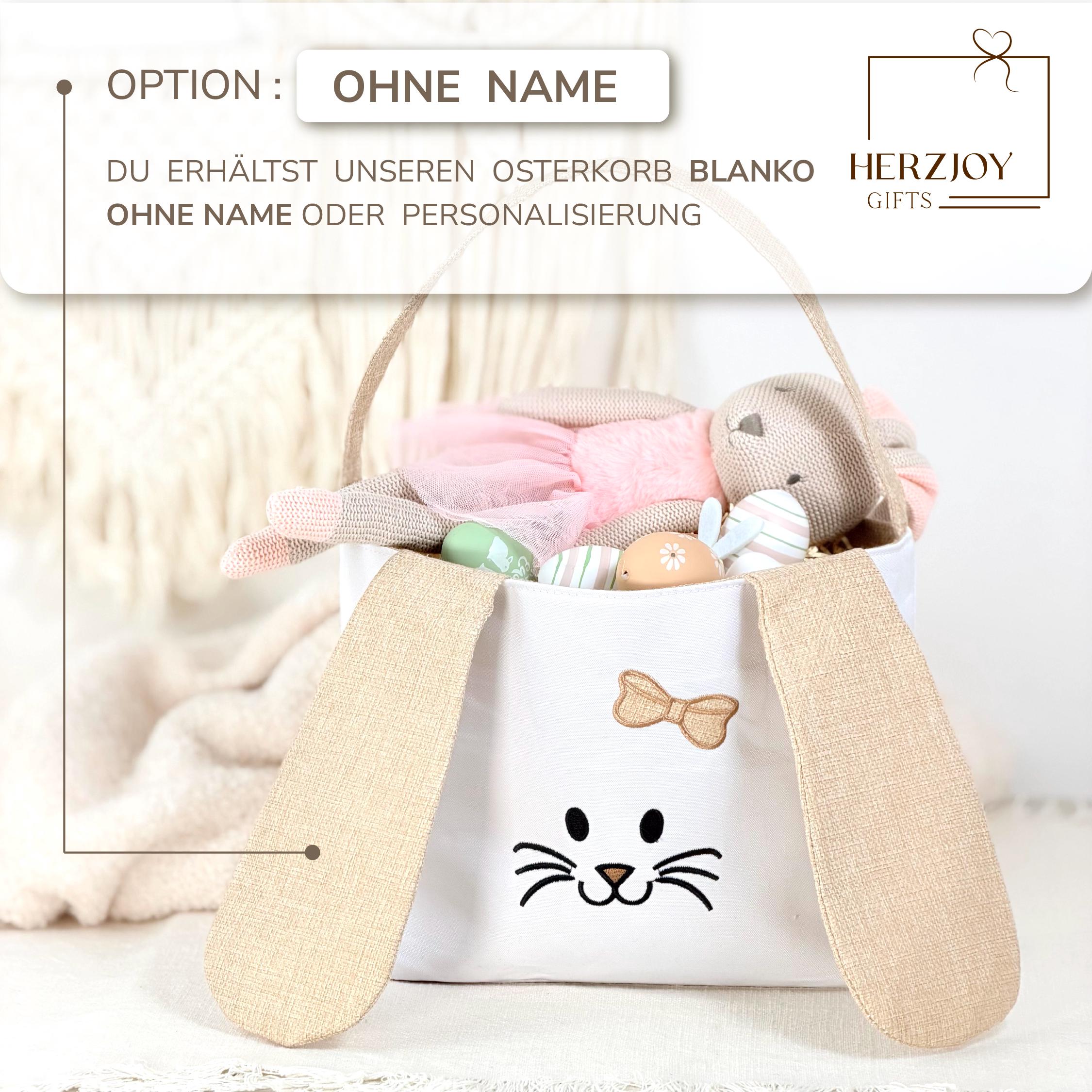 Osterkorb mit Namen als individuelles Ostergeschenk für Kinder. Dieser Hasenkorb eignet sich ideal als Osternest Kinder zum Sammeln von Ostereiern und Süßigkeiten und ist eine besondere Geschenkidee für das Osterfest.
