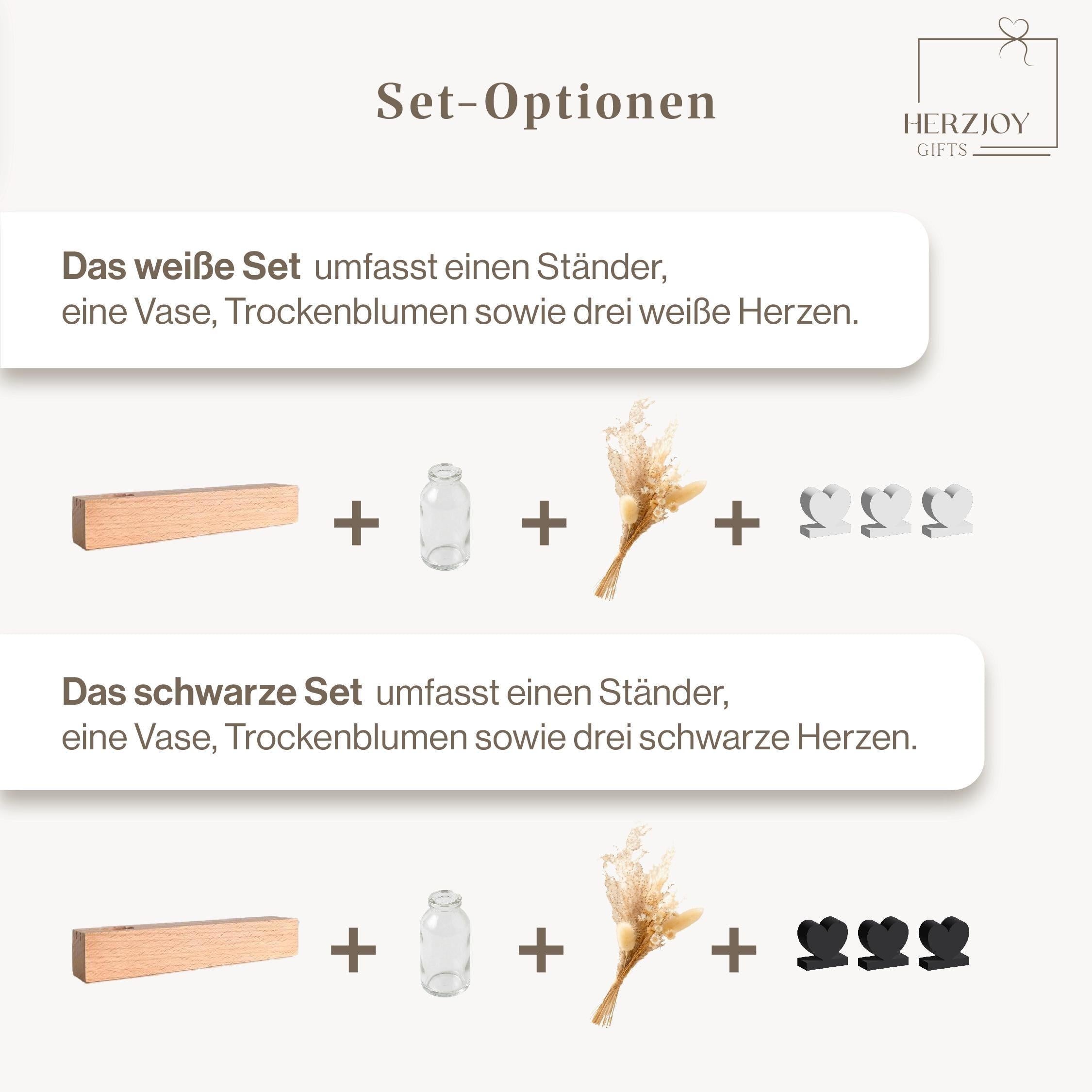 Personalisierte Holz Bilderleiste mit Vase und Trockenblumen als Geschenk für Papa. Dieses Vatertagsgeschenk eignet sich als Fotohalter, Kartenständer oder dekoratives Erinnerungsstück mit individueller Gravur.