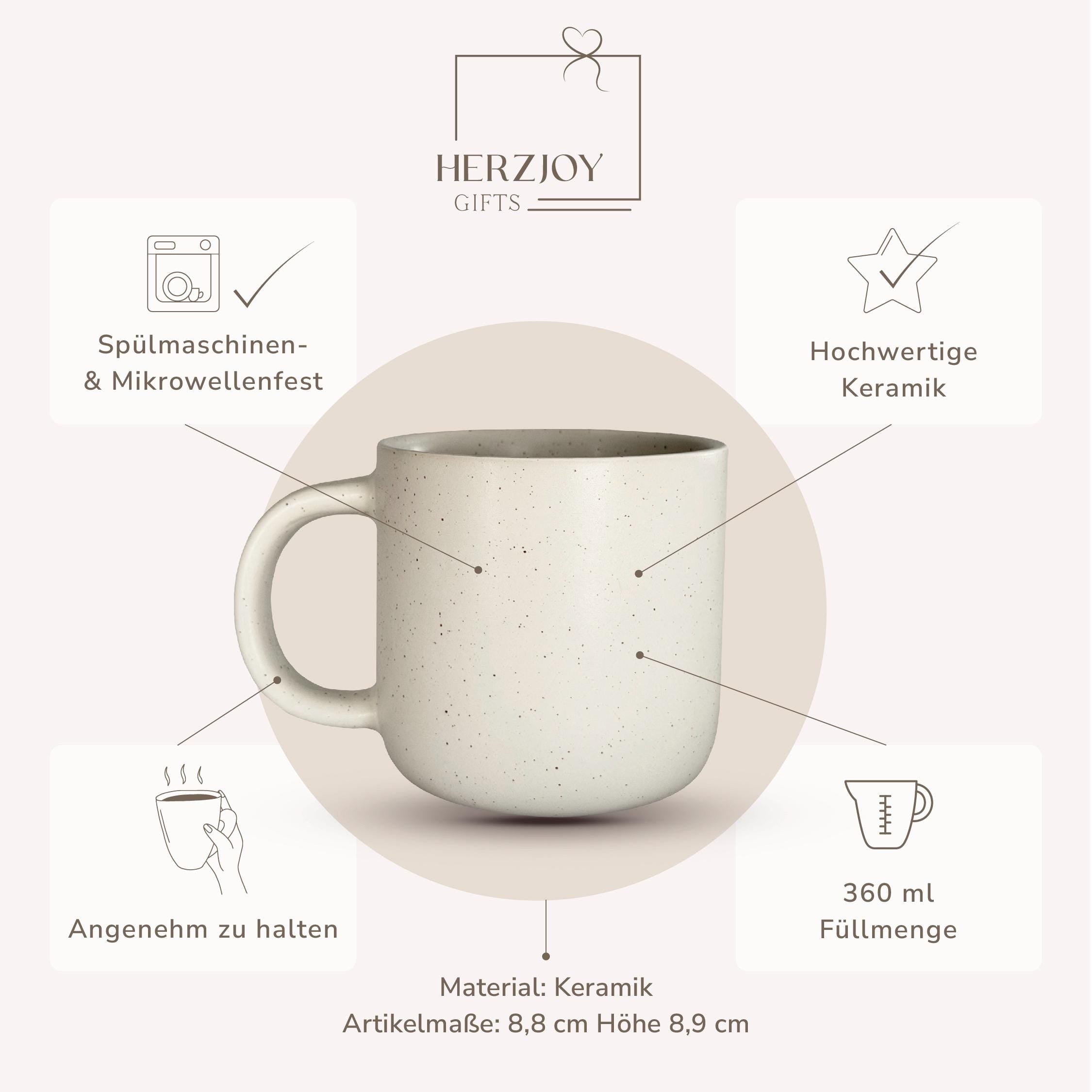 Personalisierte Tasse mit Name und Wunschzahl als Geschenkidee Geburtstag. Diese gravierte Keramiktasse ist ideal für Freundin, Mama oder Schwester und sorgt jeden Tag für Freude bei Kaffee oder Tee.