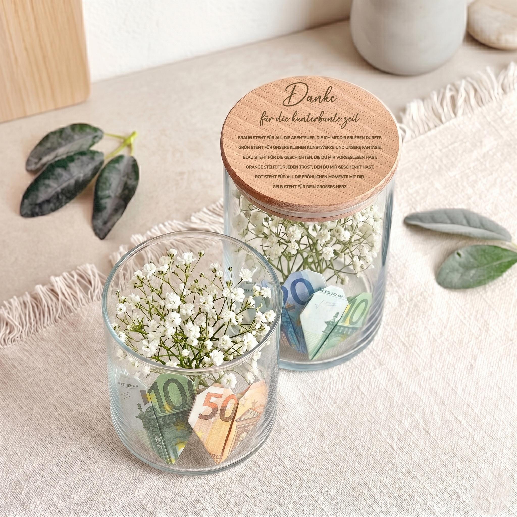 Kleine Abschiedsgeschenke für Kindergarten oder Schule als personalisiertes Vorratsglas. Perfekt geeignet für Erzieherin, Lehrer oder Kita Team als liebevolle Aufmerksamkeit zum Abschied.