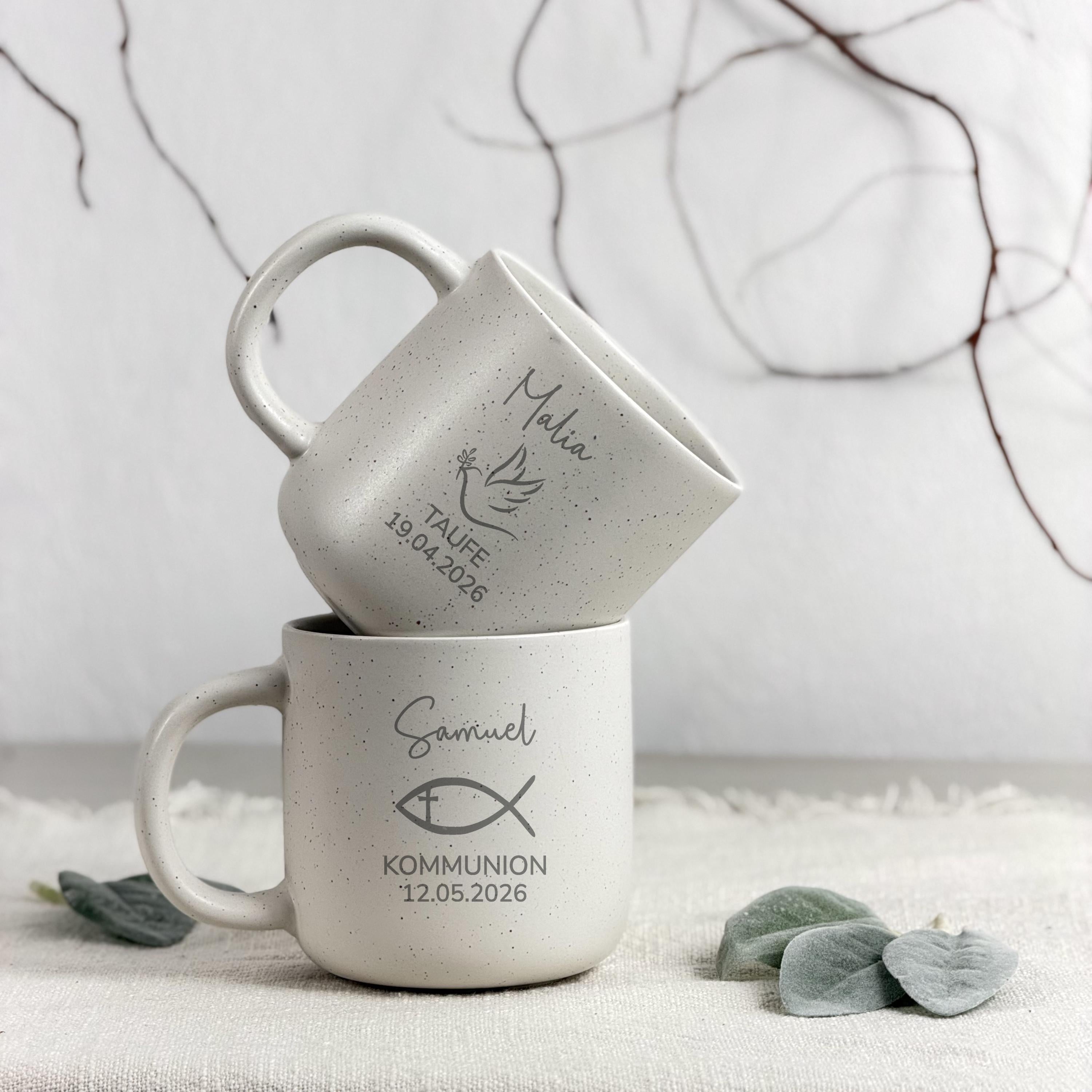 Geschenk Firmung Patenkind als personalisierte Tasse mit Name und Datum. Die hochwertige Keramiktasse eignet sich für Mädchen und Jungen und ist ein liebevolles Erinnerungsstück für diesen besonderen christlichen Anlass.