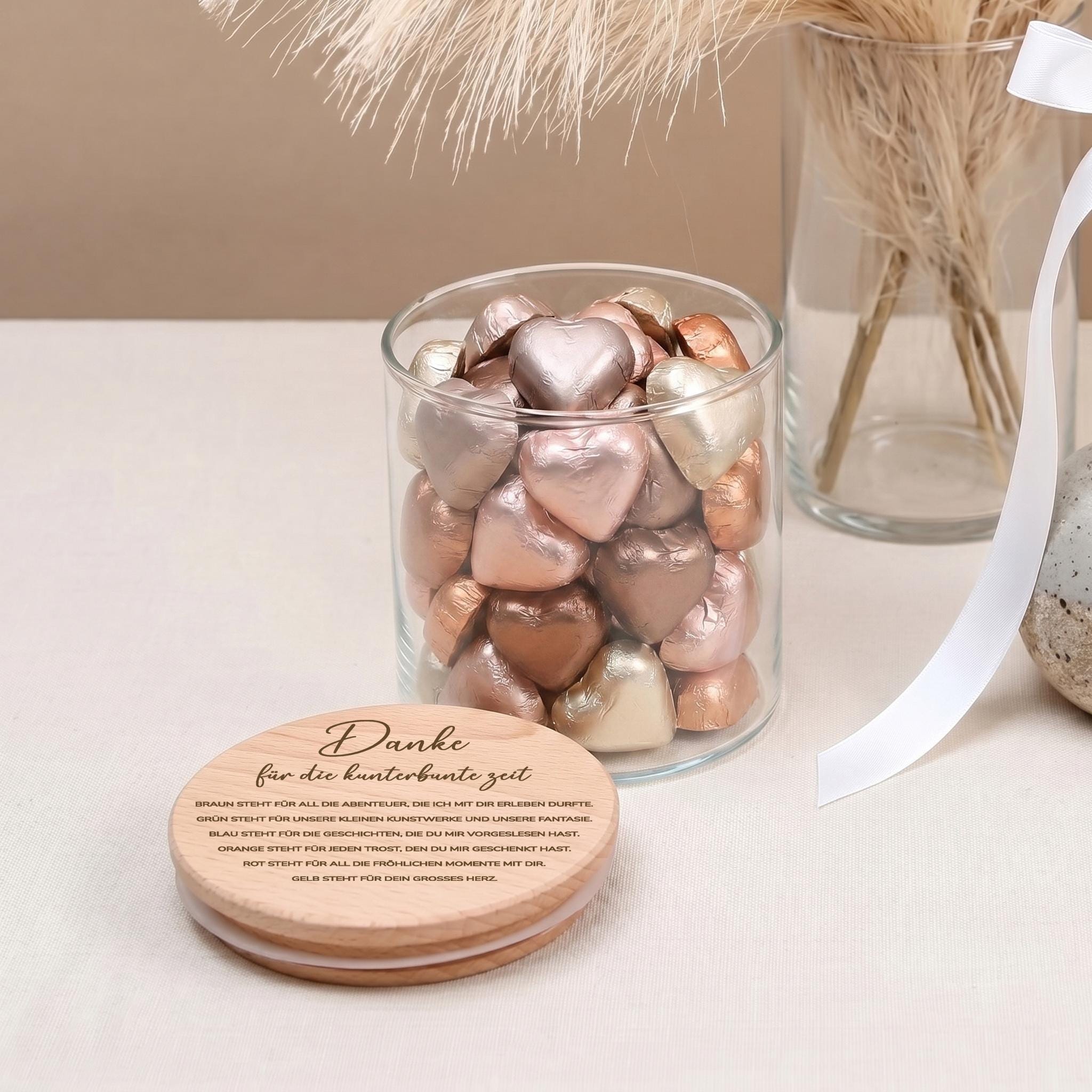 Dankeschön Geschenk Abschied als personalisierte Keksdose für Erzieherin oder Lehrerin. Dieses Vorratsglas verbindet praktischen Nutzen mit persönlicher Note und eignet sich ideal für Kita oder Schule.