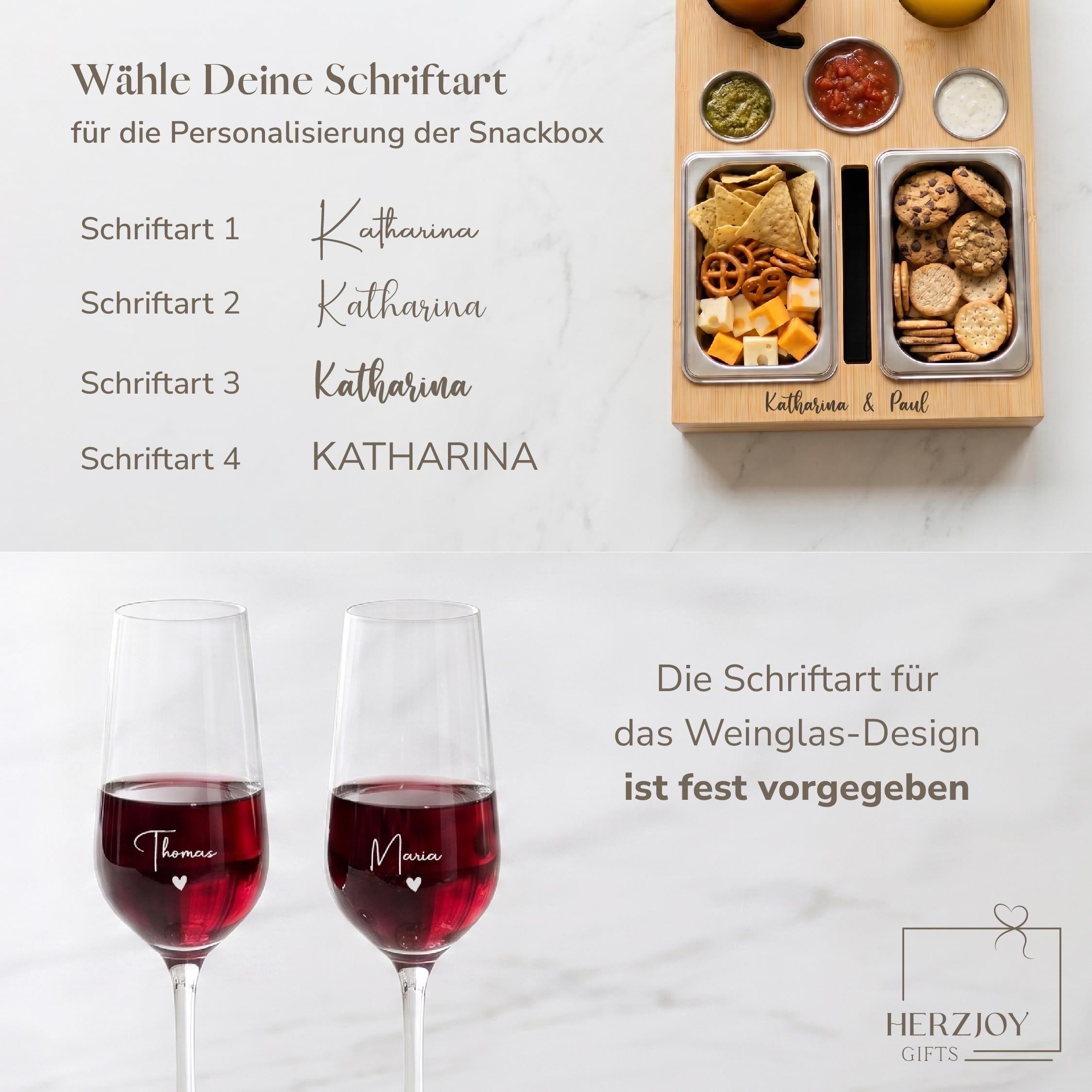 Personalisierter Couchbutler aus Holz mit Wunschtext und passenden Gläsern, der jede Filmnacht, jeden Spieleabend und jeden gemeinsamen Abend noch angenehmer macht.