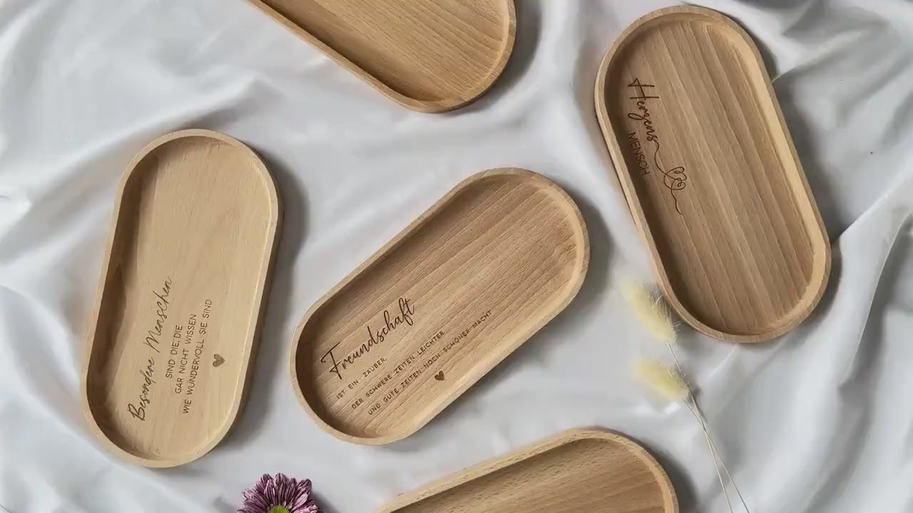 Serviertablett personalisiert Gravur Freundschaft | Kaffee Holz Tablett | Dekotablett Geschenkidee für Frauen, Geburtstag Freundin, Holzdeko