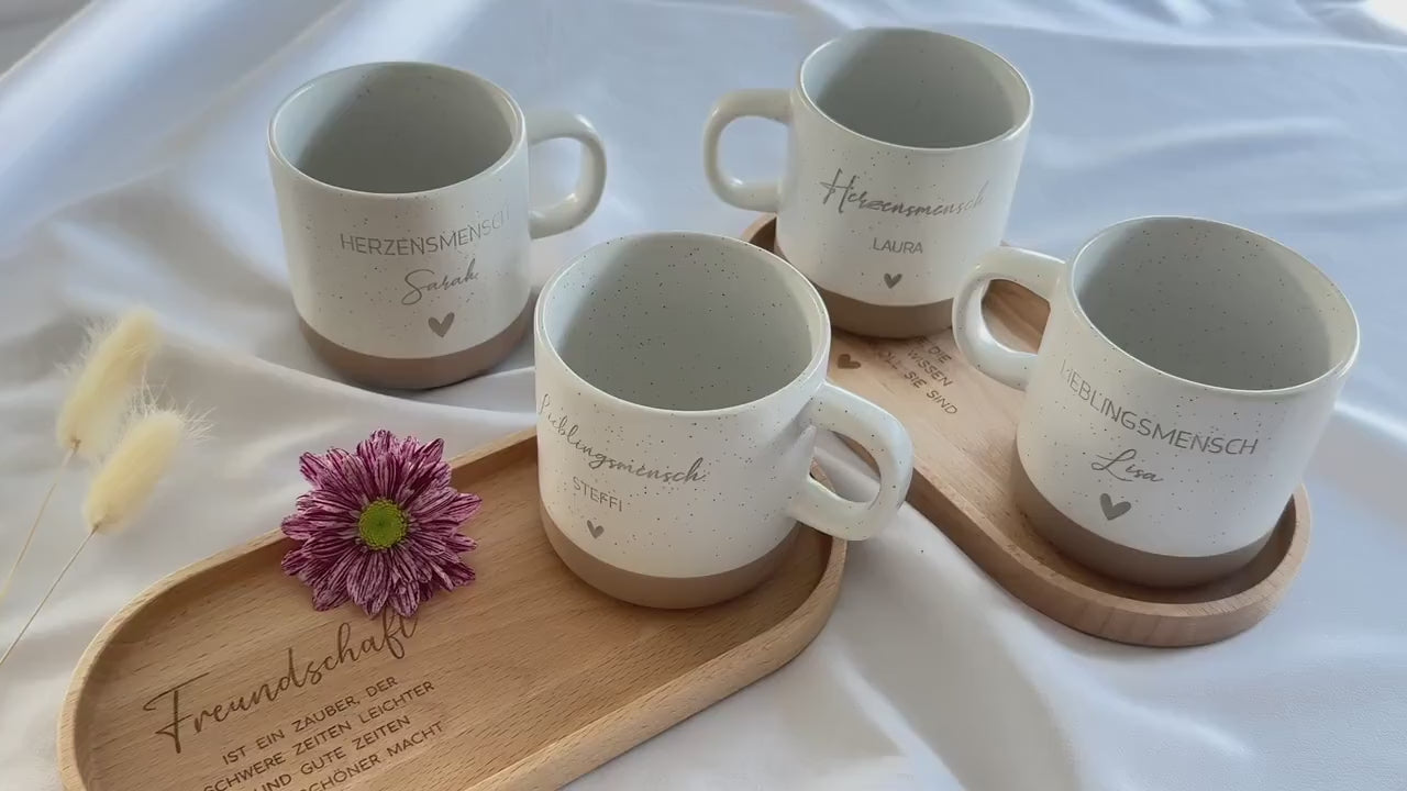 Keramiktasse personalisiert Herzensmensch | Geschenk Freundin Tasse mit Namen Kaffeetasse, Geschenk Mama Tochter, Abschied Geschenk Kollegin