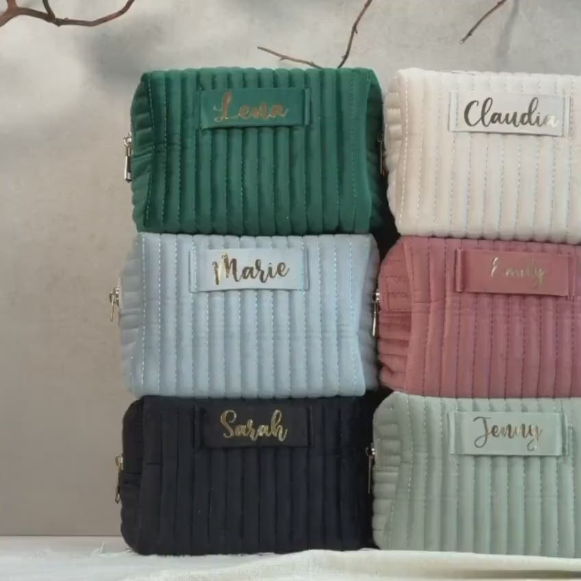 Personalized cosmetic bag | Velvet toiletry bag with name, gift for girlfriend, mom Christmas gift, Christmas idea, best Friend birthday