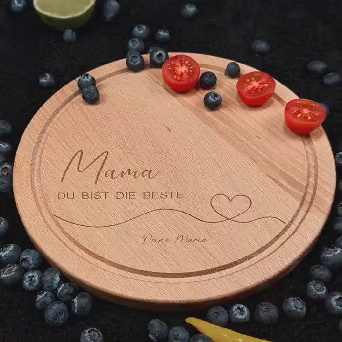 Personalisiertes Schneidebrett Mama | Frühstücksbrettchen mit Namen, Muttertagsgeschenk, Holzbrettchen mit Gravur, Geburtstagsgeschenk Mama